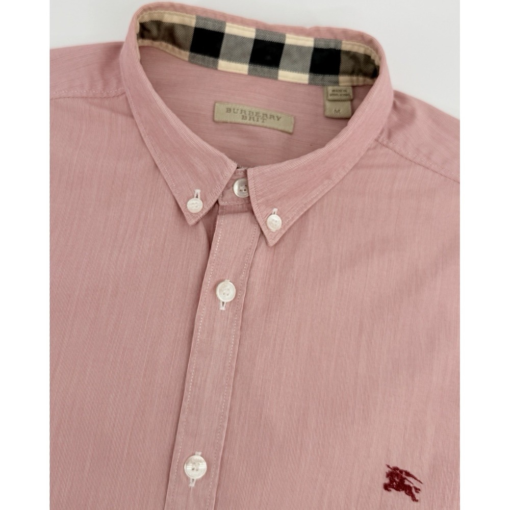 Burberry Brit Shirt Men M Button Down‎ Red Stripe Long Sleeve Luxury Cotton